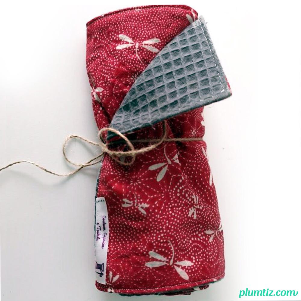 essuie tout malin ecologique lavable avec boutons pression libellule