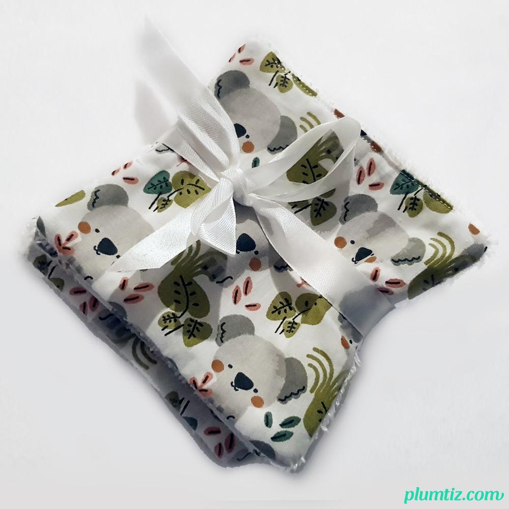 lot de 4 lingettes en éponge et en coton bio koala